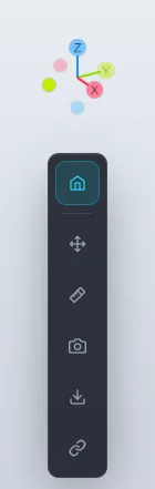 The axis widget and the tool rail on the right edge of the Viewer